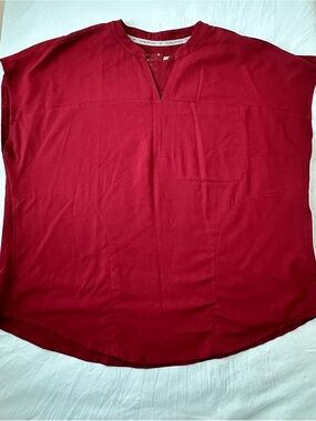 Fabletics  Cap Sleeve scrub Top | XL | Dark Red | V-Neck |